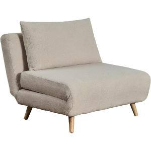 Flash Furniture Shaw Tri-Fold Convertible Sleeper Chair with Pillow, 3-in-1 Multifunctional Adjustable Sleeper, Channel Stitching, Hideaway Legs, Cream Boucle(Cream)
