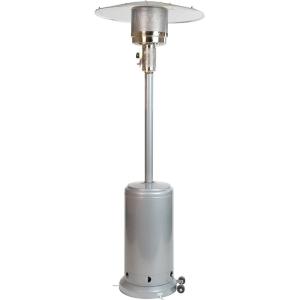 Flash Furniture Sol Patio Outdoor Heating-Bronze Stainless Steel 40,000 BTU Propane Heater with Wheels for Commercial & Residential Use-7.5 Feet Tall(Silver)