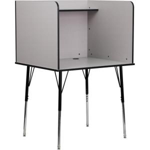 Flash Furniture Study Carrel with Adjustable Legs and Top Shelf in Nebula Grey Finish