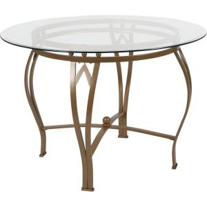 Flash Furniture Syracuse 42” Round Glass Dining Table with Matte Gold Metal Frame(Clear/Matte Gold)