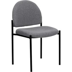 Flash Furniture Tania Comfort Vinyl Upholstered Stackable Side Reception Chair with Padded Seat, Modern Stackable Chair for Living Room/Office, Black(Gray Fabric)