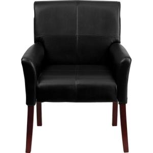 Flash Furniture Taylor LeatherSoft Upholstered Executive Side Reception Chair, Lobby Chair with Cushions and Padded Arms, Black(Black)