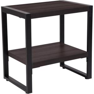 Flash Furniture Thompson Collection Charcoal Wood Grain Finish End Table with Black Metal Frame(Contemporary)