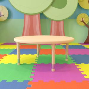 Flash Furniture Wren 45″ Round Natural Plastic Height AdjusTable with Rounded Safety Corners Activity Table with Rounded Safety Corners(Natural)