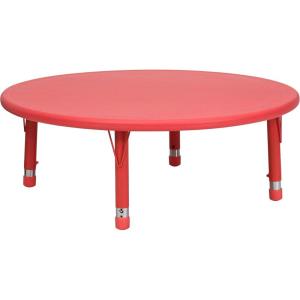 Flash Furniture Wren 45″ Round Natural Plastic Height AdjusTable with Rounded Safety Corners Activity Table with Rounded Safety Corners(Red)