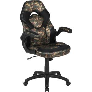 Flash Furniture X10 High-Back LeatherSoft Racing Style Gaming Chair with Flip-Up Arms, Ergonomic Padded Swivel Computer Chair, Red/Black(Camouflage)