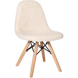 Flash Furniture Zula Kid’s Modern Padded Faux Faux Shearling Accent Chair – Padded Off-White Faux Shearling Upholstery – Beechwood Legs