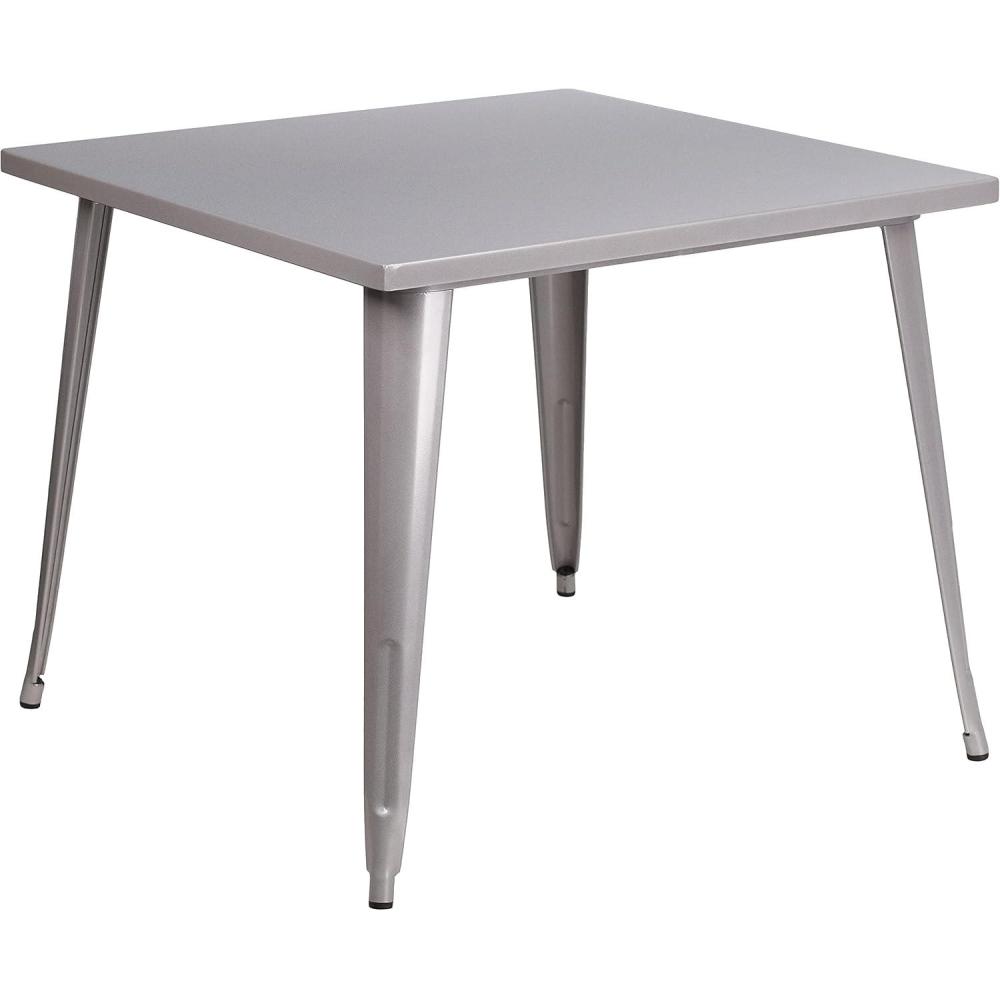 imageFlash Furniture Parker Commercial Grade 355quot Square Black Metal IndoorOutdoor TableSilver