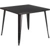 Flash Furniture Parker Commercial Grade 35.5″ Square Black Metal Indoor-Outdoor Table(Black-antique Gold)