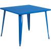 Flash Furniture Parker Commercial Grade 35.5″ Square Black Metal Indoor-Outdoor Table(Blue)