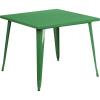 Flash Furniture Parker Commercial Grade 35.5″ Square Black Metal Indoor-Outdoor Table(Green)