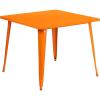 Flash Furniture Parker Commercial Grade 35.5″ Square Black Metal Indoor-Outdoor Table(Orange)