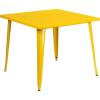 Flash Furniture Parker Commercial Grade 35.5″ Square Black Metal Indoor-Outdoor Table(Red)