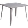 Flash Furniture Parker Commercial Grade 35.5″ Square Black Metal Indoor-Outdoor Table(Silver)