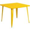 Flash Furniture Parker Commercial Grade 35.5″ Square Black Metal Indoor-Outdoor Table(Yellow)