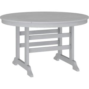 Flash Furniture Colonel Outdoor Dining Table for 4, Commercial Grade All-Weather Recycled HDPE Adirondack Style Table, UV Fade Resistant, 48″ Round, White(Grey)