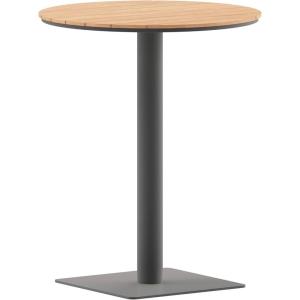 Flash Furniture Finch Commercial Grade Round 24″ Table with Faux Teak Poly Slats and Steel Frame, Natural/Gray(Natural Top/Gray Frame)
