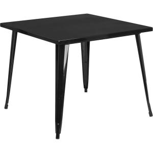 Flash Furniture Parker Commercial Grade 35.5″ Square Black Metal Indoor-Outdoor Table(Black)