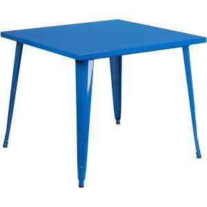 Flash Furniture Parker Commercial Grade 35.5″ Square Black Metal Indoor-Outdoor Table(Blue)