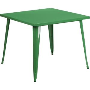 Flash Furniture Parker Commercial Grade 35.5″ Square Black Metal Indoor-Outdoor Table(Green)
