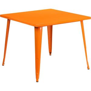 Flash Furniture Parker Commercial Grade 35.5″ Square Black Metal Indoor-Outdoor Table(Orange)