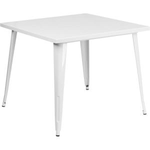 Flash Furniture Parker Commercial Grade 35.5″ Square Black Metal Indoor-Outdoor Table(White)