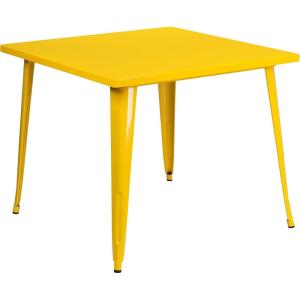 Flash Furniture Parker Commercial Grade 35.5″ Square Black Metal Indoor-Outdoor Table(Yellow)