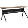 Flash Furniture Davis Commercial Nesting Flip Training Table, Heavy-Duty Steel Frame and Y-Legs, Modesty Panel, 1″ Thick Tabletop, 60″ x 24″, Gray Top/Black Frame(Walnut Top/Black Frame)