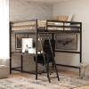 Flash Furniture Riley Loft Bed Frame with Desk – Espresso Wood Slats – Full Size – Protective Guard Rails & Ladder – Kids and Teens – Space Saving Design(Espresso)