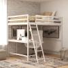 Flash Furniture Riley Loft Bed Frame with Desk – Espresso Wood Slats – Full Size – Protective Guard Rails & Ladder – Kids and Teens – Space Saving Design(White)