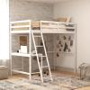 Flash Furniture Riley Loft Bed Frame with Desk – Espresso Wood Slats – Full Size – Protective Guard Rails & Ladder – Kids and Teens – Space Saving Design(White)