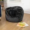 Flash Furniture Dillon Small Teal Furry Bean Bag Chair for Kids and Teens(Black Furry)