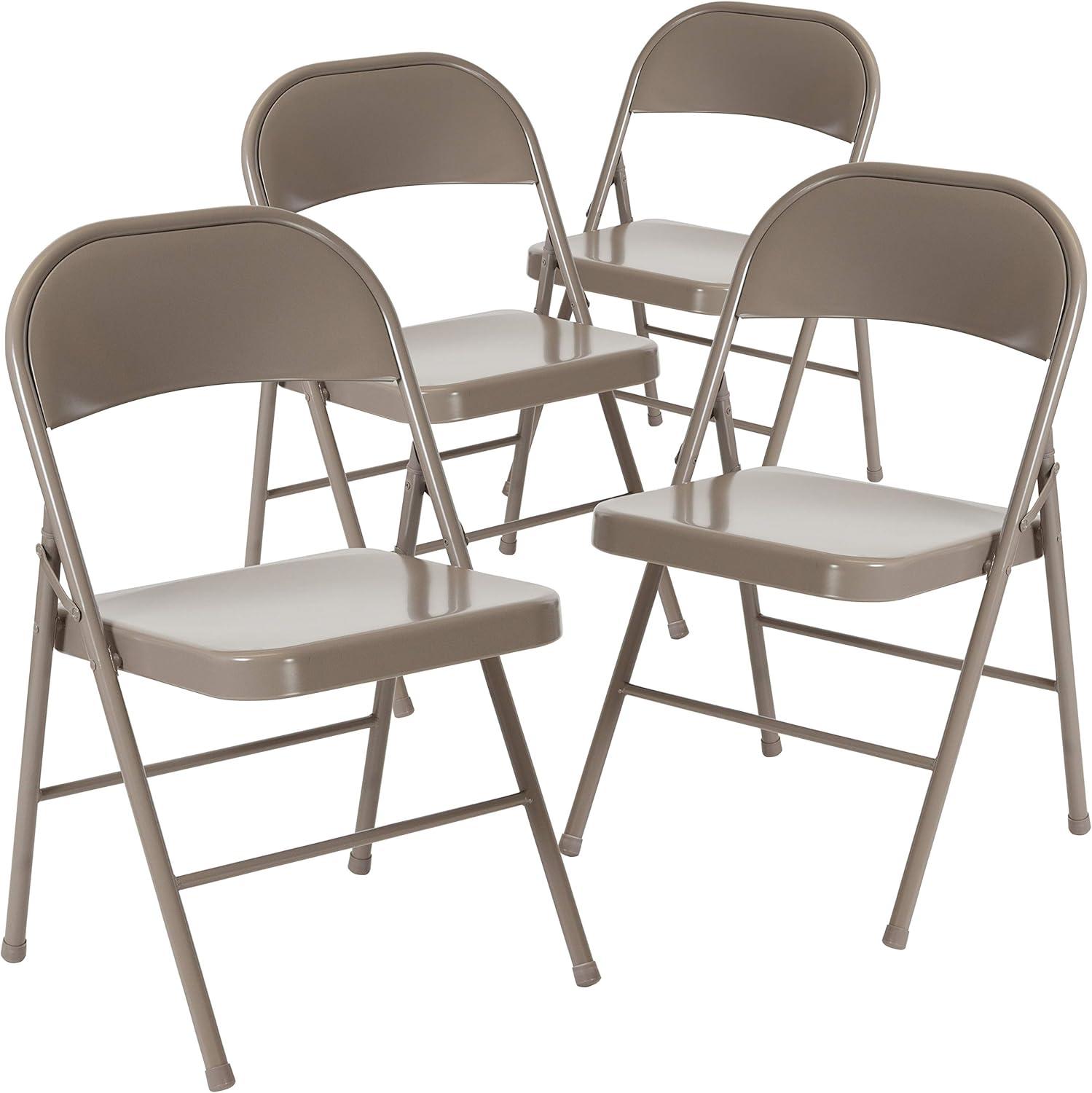 imageFlash Furniture 4 Pack HERCULES Series Double Braced Red Metal Folding ChairGrey