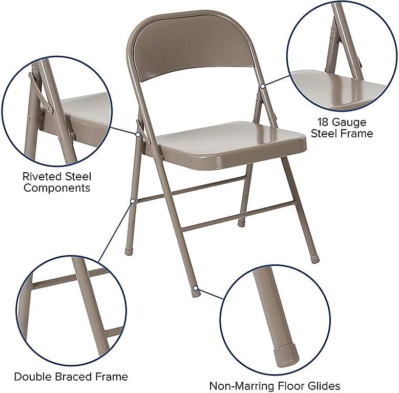 imageFlash Furniture 4 Pack HERCULES Series Double Braced Red Metal Folding ChairGrey