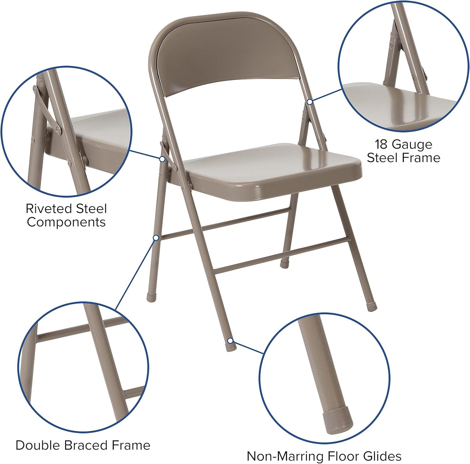 imageFlash Furniture 4 Pack HERCULES Series Double Braced Red Metal Folding ChairGrey