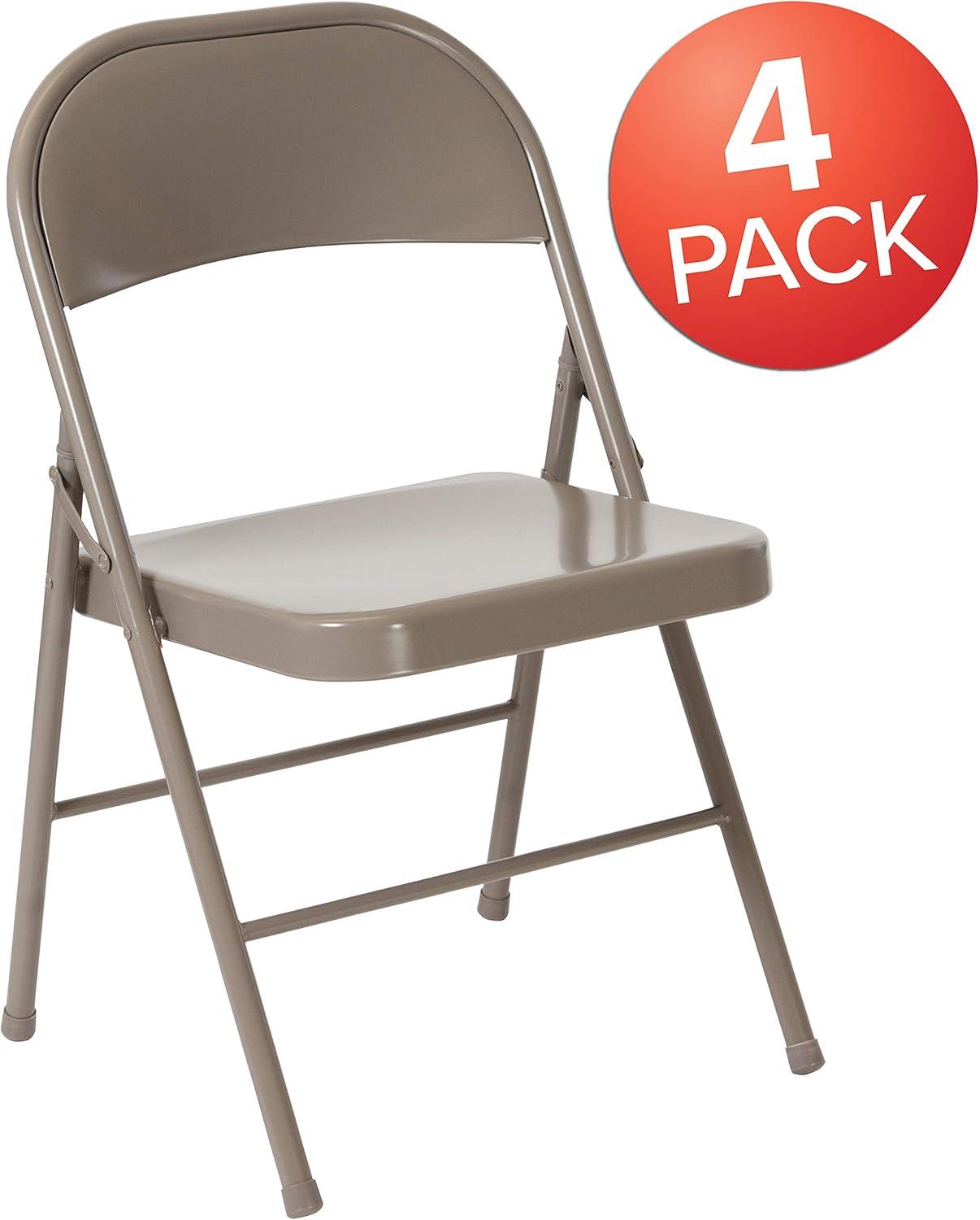 imageFlash Furniture 4 Pack HERCULES Series Double Braced Red Metal Folding ChairGrey