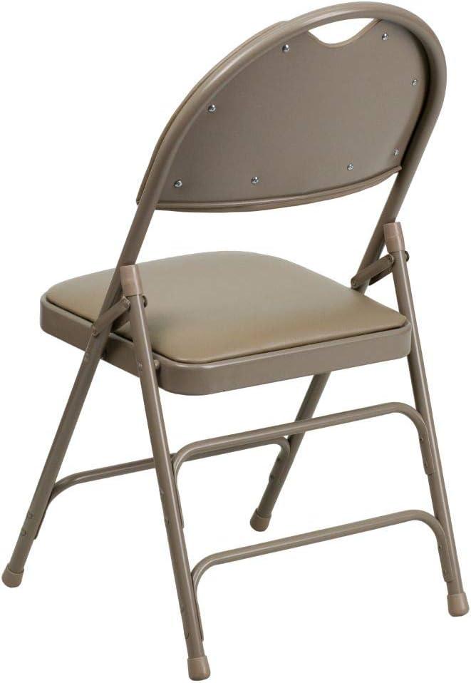 imageFlash Furniture 4 Pack HERCULES Series UltraPremium Triple Braced Burgundy Fabric Metal Folding Chair with EasyCarry HandleBeige VinylBeige Frame