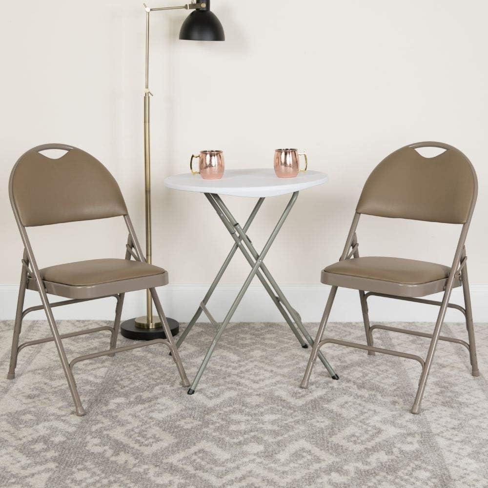 imageFlash Furniture 4 Pack HERCULES Series UltraPremium Triple Braced Burgundy Fabric Metal Folding Chair with EasyCarry HandleBeige VinylBeige Frame