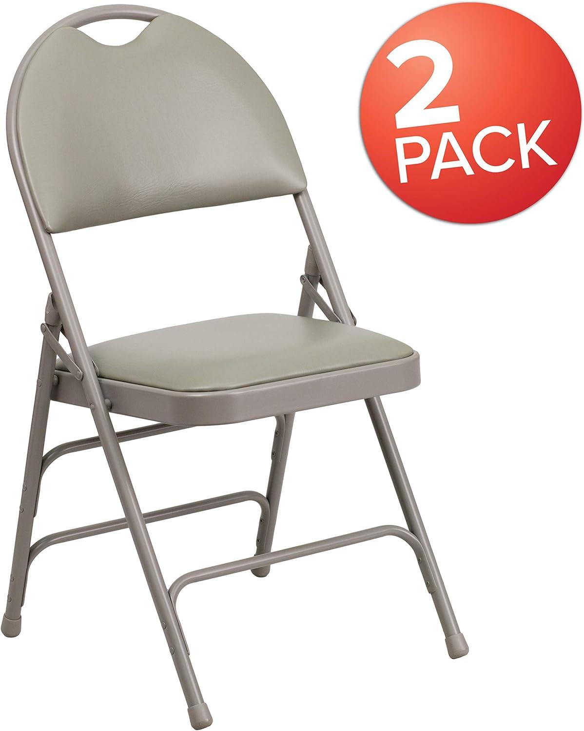 imageFlash Furniture 4 Pack HERCULES Series UltraPremium Triple Braced Burgundy Fabric Metal Folding Chair with EasyCarry HandleGray VinylGray Frame