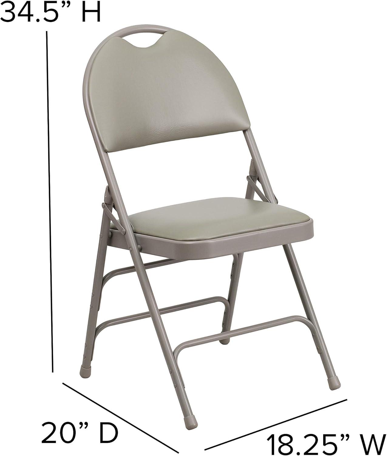 imageFlash Furniture 4 Pack HERCULES Series UltraPremium Triple Braced Burgundy Fabric Metal Folding Chair with EasyCarry HandleGray VinylGray Frame