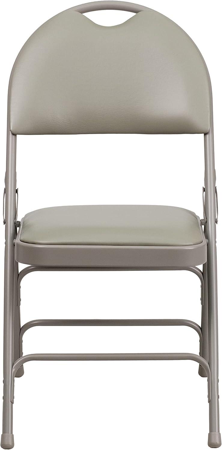 imageFlash Furniture 4 Pack HERCULES Series UltraPremium Triple Braced Burgundy Fabric Metal Folding Chair with EasyCarry HandleGray VinylGray Frame