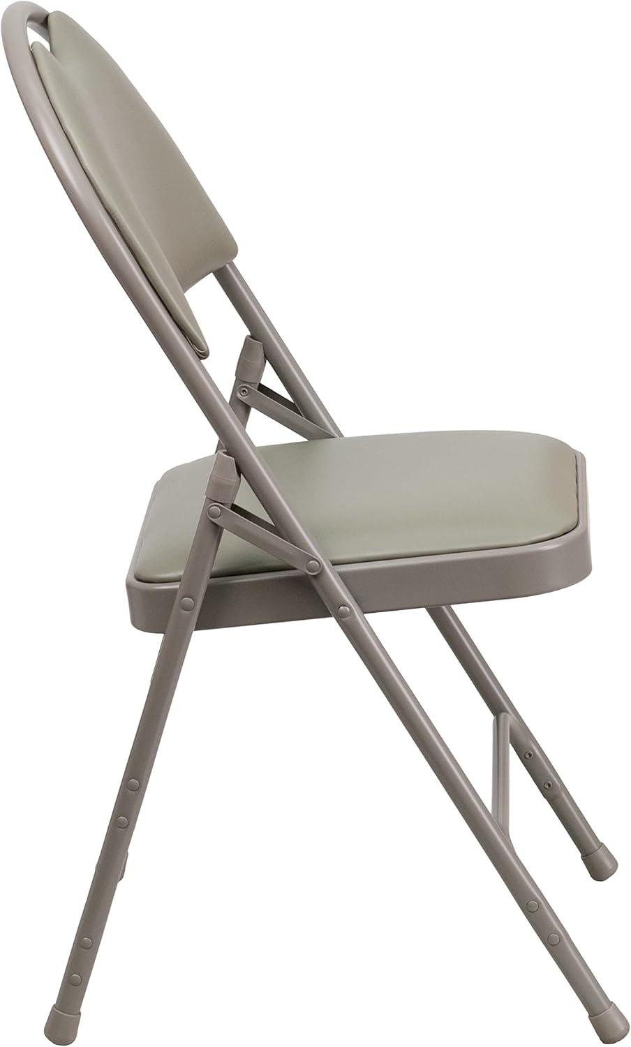 imageFlash Furniture 4 Pack HERCULES Series UltraPremium Triple Braced Burgundy Fabric Metal Folding Chair with EasyCarry HandleGray VinylGray Frame