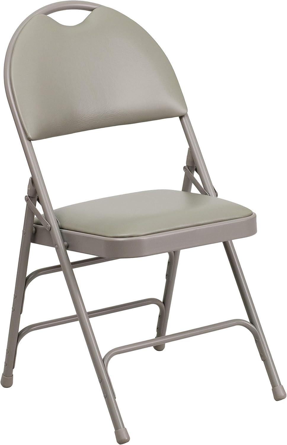 imageFlash Furniture 4 Pack HERCULES Series UltraPremium Triple Braced Burgundy Fabric Metal Folding Chair with EasyCarry HandleGray VinylGray Frame