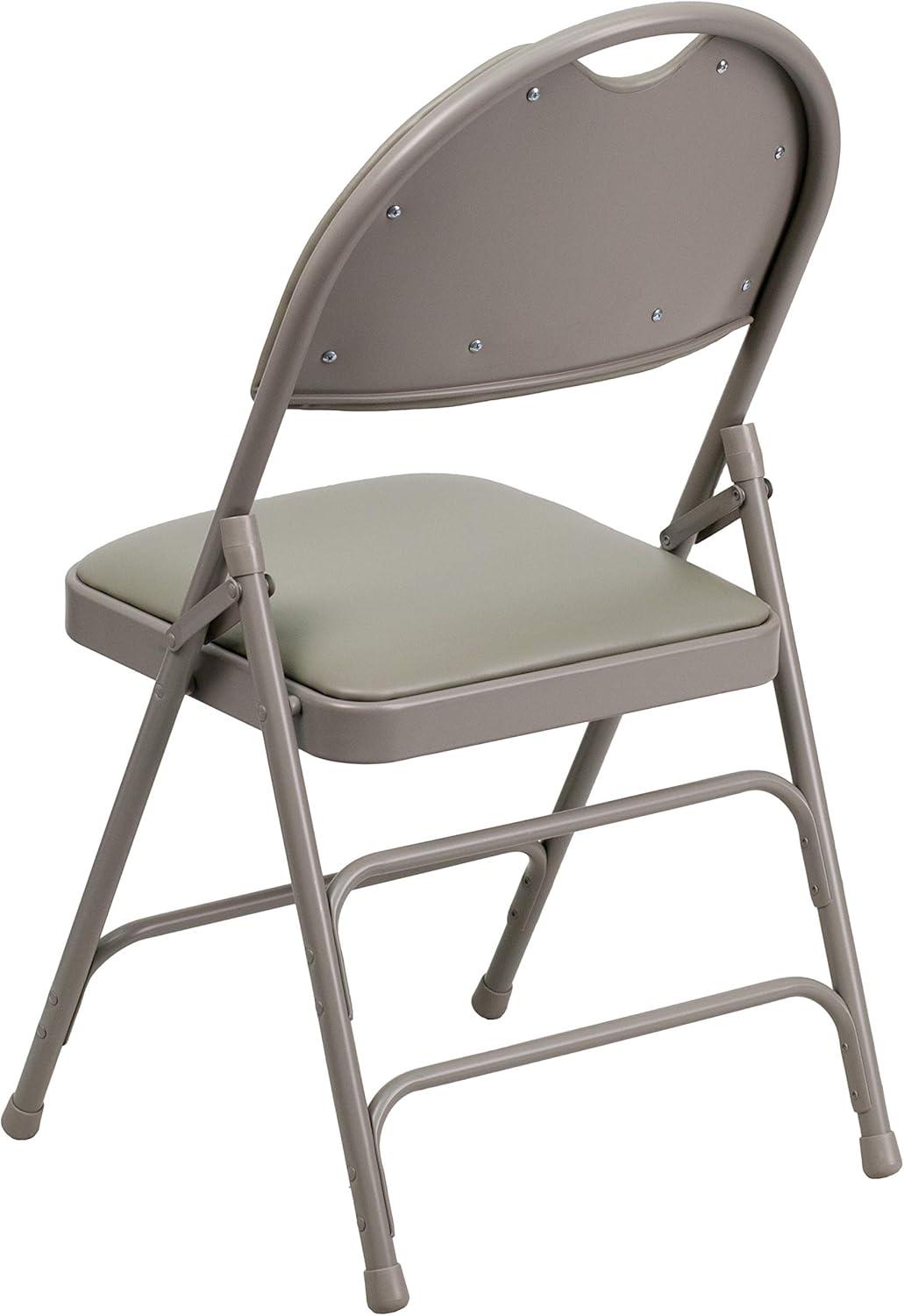 imageFlash Furniture 4 Pack HERCULES Series UltraPremium Triple Braced Burgundy Fabric Metal Folding Chair with EasyCarry HandleGray VinylGray Frame