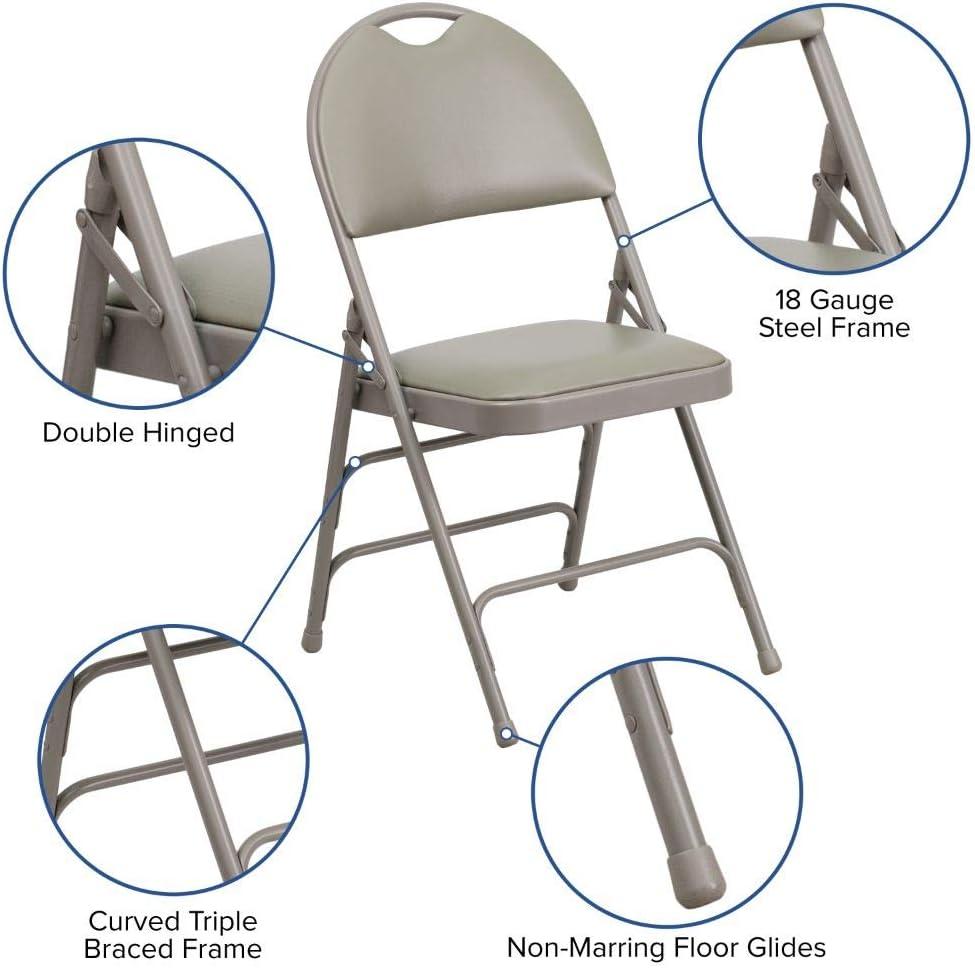 imageFlash Furniture 4 Pack HERCULES Series UltraPremium Triple Braced Burgundy Fabric Metal Folding Chair with EasyCarry HandleGray VinylGray Frame