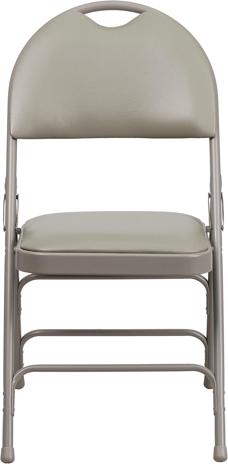 imageFlash Furniture 4 Pack HERCULES Series UltraPremium Triple Braced Burgundy Fabric Metal Folding Chair with EasyCarry HandleGray VinylGray Frame
