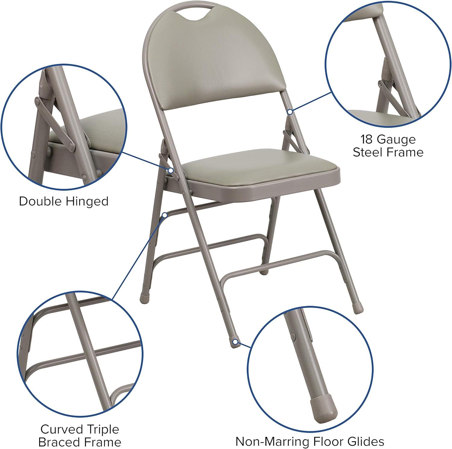 imageFlash Furniture 4 Pack HERCULES Series UltraPremium Triple Braced Burgundy Fabric Metal Folding Chair with EasyCarry HandleGray VinylGray Frame