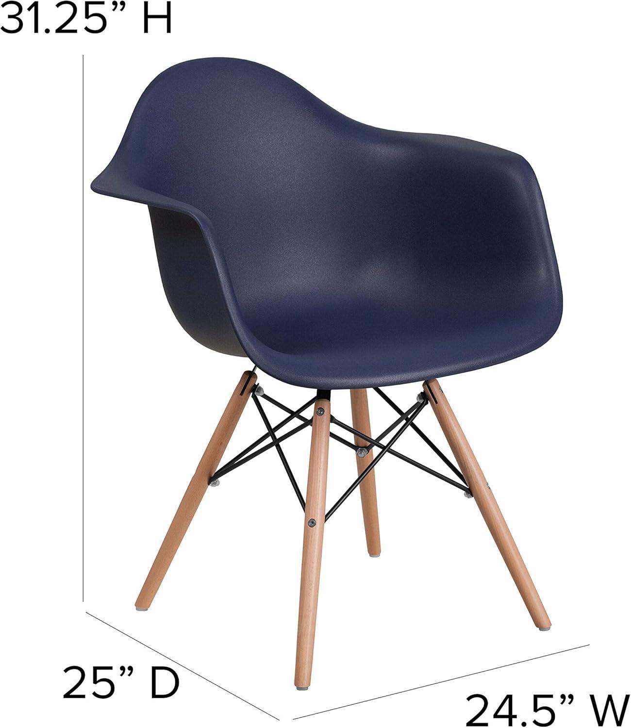 imageFlash Furniture Alonza Series White Plastic Chair with Wooden LegsNavy