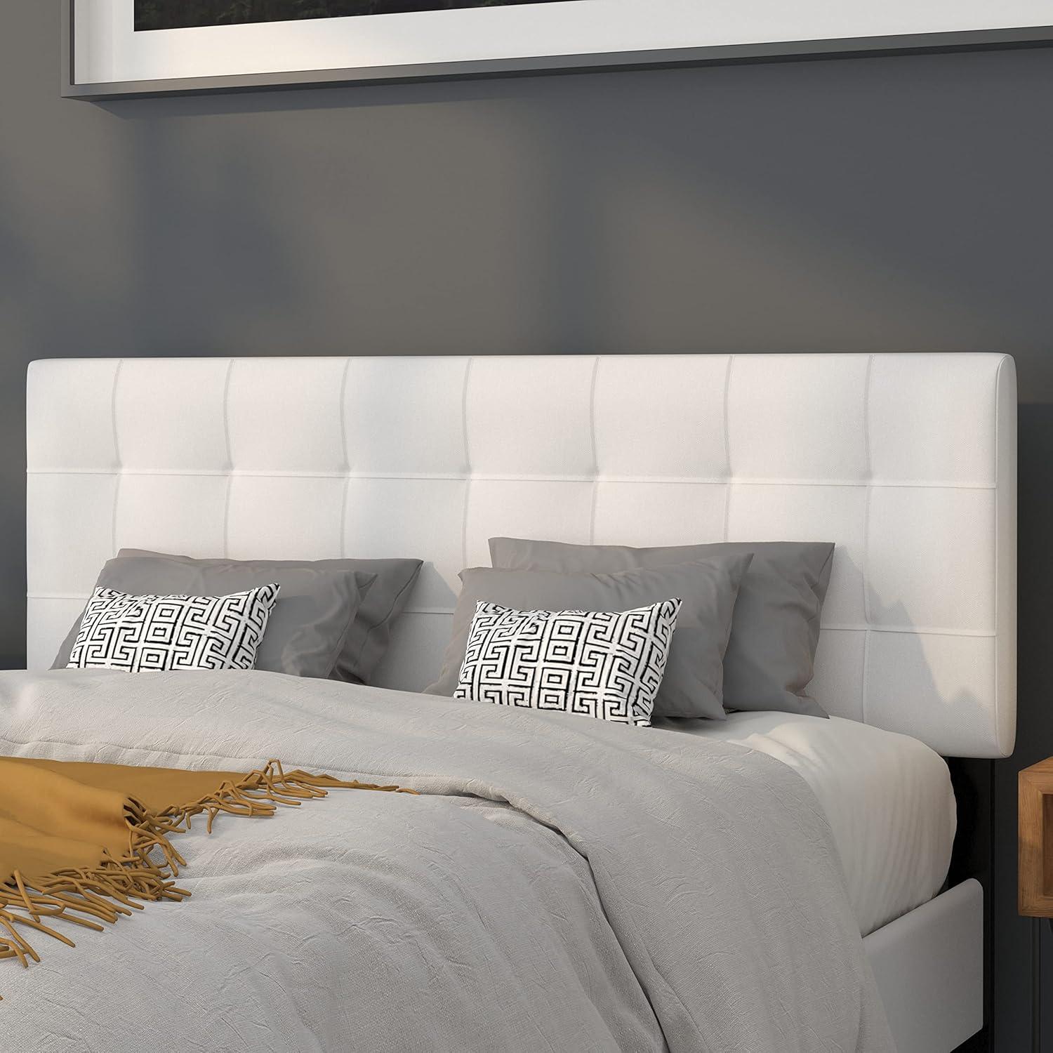 imageFlash Furniture Bedford Box Stitch Tufted Upholstered Twin Size Headboard in Black FabricWhite