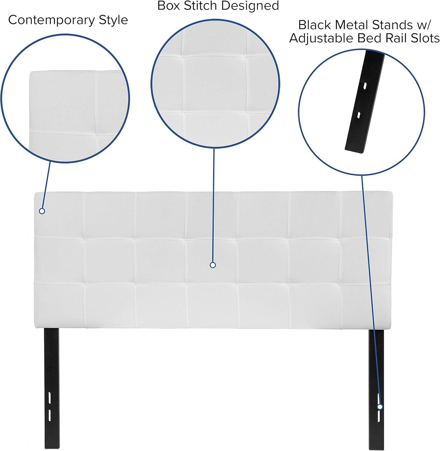 imageFlash Furniture Bedford Box Stitch Tufted Upholstered Twin Size Headboard in Black FabricWhite
